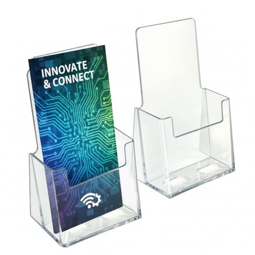 Azar Displays 252012 Acrylic Trifold Brochure Holder Plastic Counter top Organizer 10-Pack, Clear - size: 10-Pack, style: No Business Card Pocket