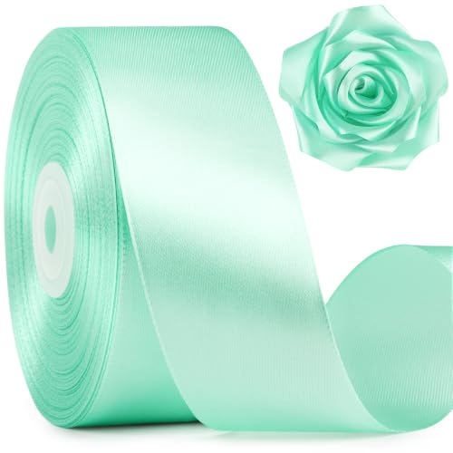 Mauproy Mint Green Satin Ribbon, 1-1/2 Inch, 50 Yards - color: Mint Green