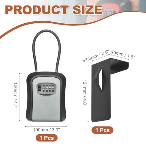 PATIKIL Key Lock Soft Box with Code, (4.7 x 3.9 Inch, Grey), Resettable Combination Lockbox Portable Key Storage Box with Wall-Mounted Bracket, Suit - for Home Entrance/Garage/Warehouse - color: Grey