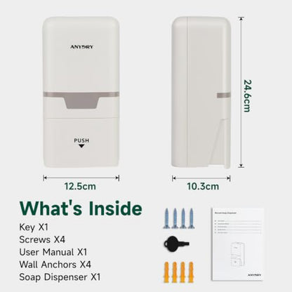 anydry Manual Liquid Soap Dispenser Wall Mount 27oz Large Capacity White - color: White