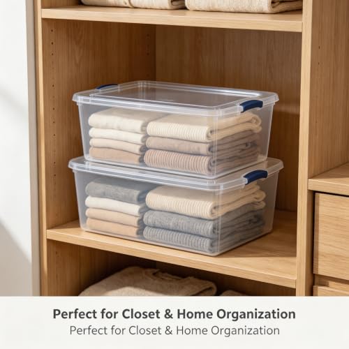 2Pack 105 Quart Clear Plastic Storage Bin with Lid, Large Home Organizer