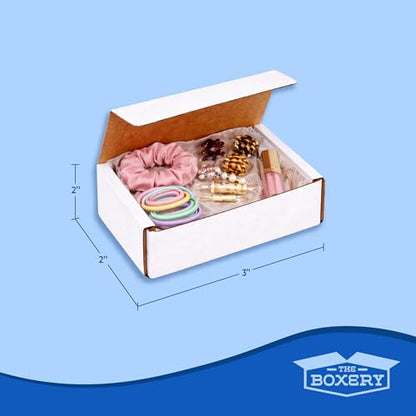 The Boxery Corrugated Mailers White Tuck Shipping Boxes (3x2x2) - size: 3x2x2