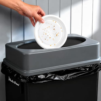 PLASTIC PRINCE 23 Gallon Slim Trash Can with Swing Lid Commercial Rectangular Garbage Can with Drop Shot Lid Waste Bin with Double Flip Top for Restaurant Home Kitchen Office, Black/Gray - style: Black Trash Can with Gray Swing Lid