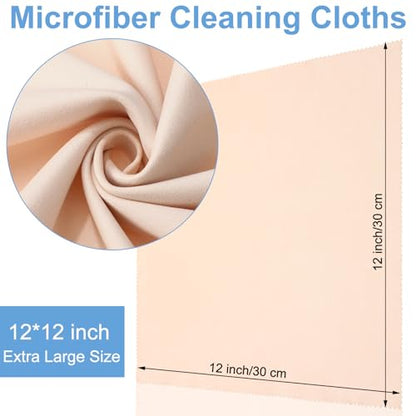 Frienda 12 Pack Large Glass Cleaning Cloth, Beige - color: Beige