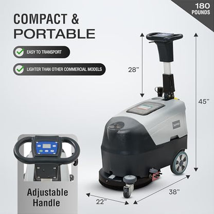 Battery Powered Walk Behind Floor and Carpet Scrubber Buffer Polisher Machine, 16" Brush, 21.5" Squeegee Width, 6.5 gal Tank, Brush Speed 200 RPM, Includes a Hard Brush Soft Brush and 3 Scouring pads - size: 16" Manual