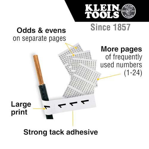 Klein Tools 56250 Wire Marker Book for Cable Management, Electric Panel Organization Wire Label Stickers, Numbered 1-48 - size: 1 Count (Pack of 1), style: Standard