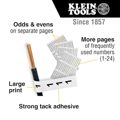 Klein Tools 56250 Wire Marker Book for Cable Management, Electric Panel Organization Wire Label Stickers, Numbered 1-48 - size: 1 Count (Pack of 1), style: Standard