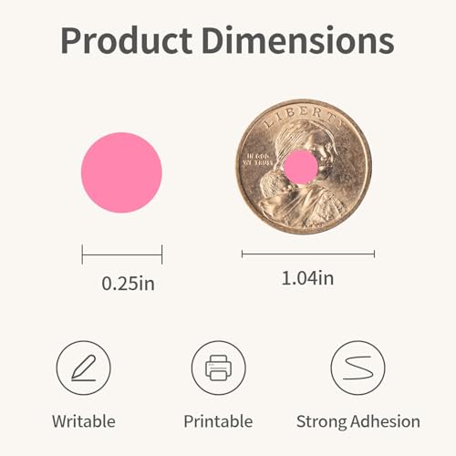 1/4" Pink Dot Stickers Small Tiny Mini Little Circle Stickers - color: Pink, size: 1/4 INCH