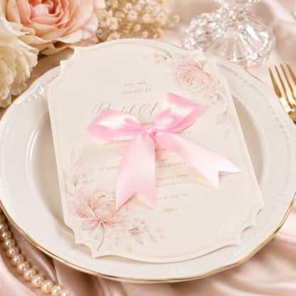 Pink Bows 60 Pcs 3.5 Inch Pre-Tied Satin Ribbon Bows with Adhesive Dots - color: Pink, size: 60 PCS
