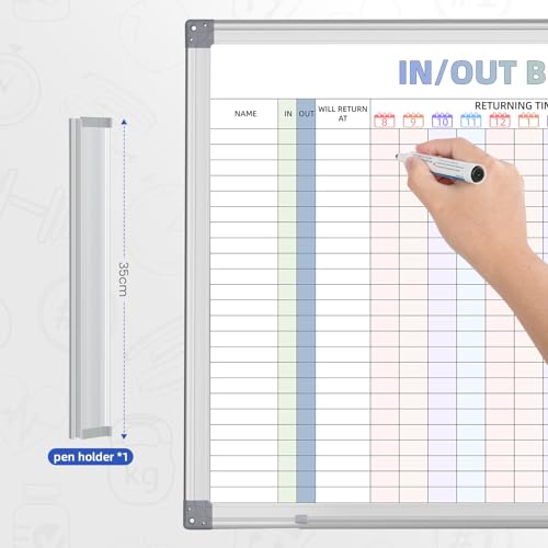 in and Out Calendar Dry Erase Board for Wall with 20 Magnetic Blocks, in/Out Planner for Office Staff Schedule L:24x18 - size: 24" x 18"