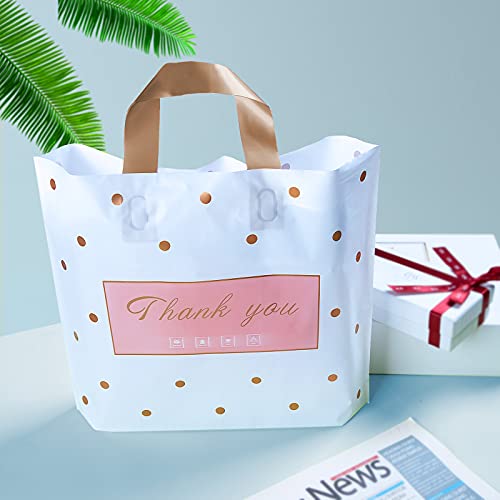 MLAFLY Thank You Bags - 50 Pack Plastic Bags for Retail, Parties & Favors (Polka Dot-Large 14"x16") - size: Large (Pack of 50)