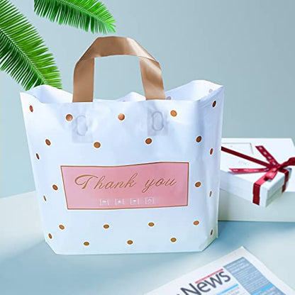 MLAFLY Thank You Bags - 50 Pack Plastic Bags for Retail, Parties & Favors (Polka Dot-Large 14"x16") - size: Large (Pack of 50)