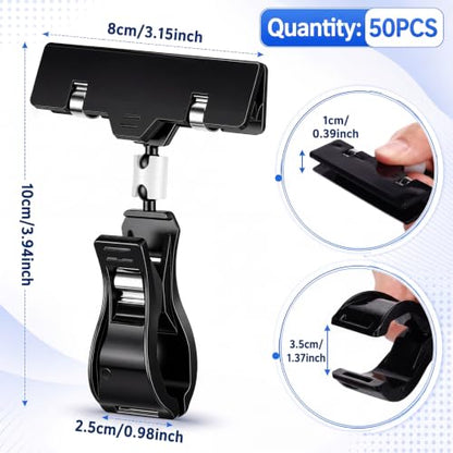 Honeydak 50 Pcs Plastic Sign Holder Clips Swivel, Black Simple Shape - style: Black Simple Shape