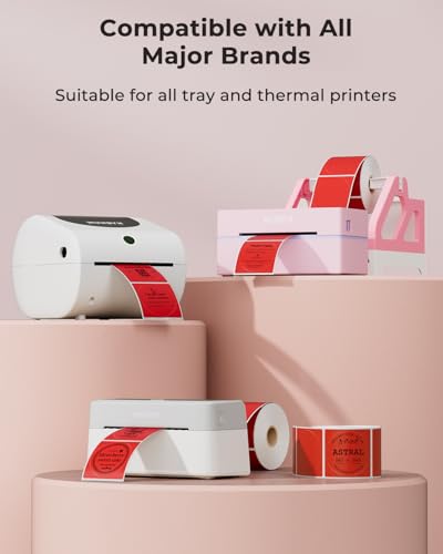 MUNBYN 2 Inch Red Round Thermal Labels for Business, 750 Sheets/1 Roll - color: Red, size: 2inch