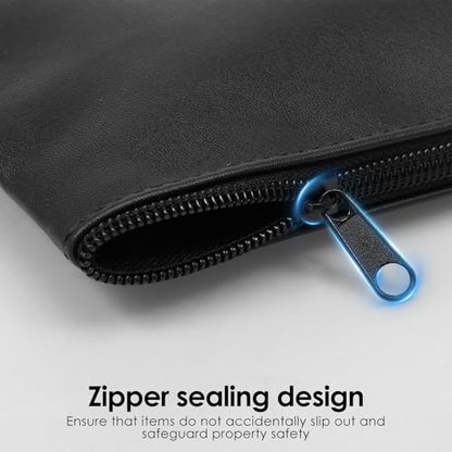 40 Pack Money Bags with Zipper PU Leather 11 X 6" Inch Deposit Cash Pouch