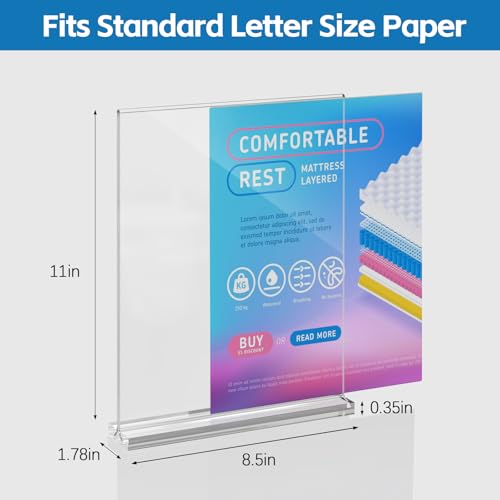 Dynta 8 Pack Acrylic Sign Holder 8.5 x 11, Clear Display Stand with Stable Base, Double Sided Table Sign Holder for Menus, Flyers, Office & Business Countertop Use - color: Clear, size: 8.5x11 8 Pack