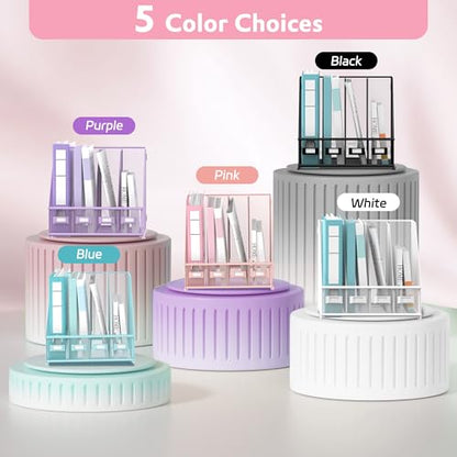 4-Compartment Magazine File Holder and File Organizer for Desk, Pink - color: Pink