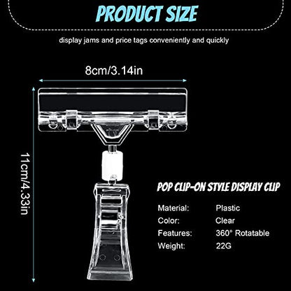 20 Pieces Plastic Merchandise Sign Holder Clips Clear Vendor Display Stand