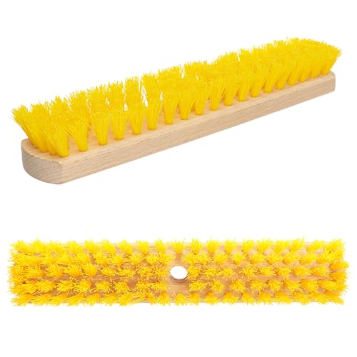 Deck Scrub Brush Head 11.81" - Deck Brush for Scrubbing Heavy Duty, Scrub Broom Head with Hard Nylon Bristles, Concrete Brush, Outdoor Stiff Bristle Brush for Cleaning Wooden Deck, Floor, Garage - size: 11.81"