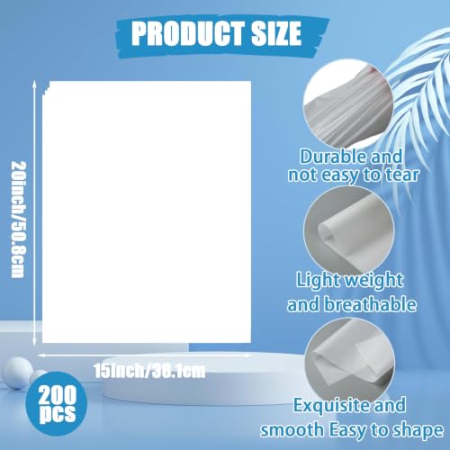 200Pcs White Acid Free Tissue Paper Bulk for Storage Packaging 15×20 Inch - size: 15 x 20 inches