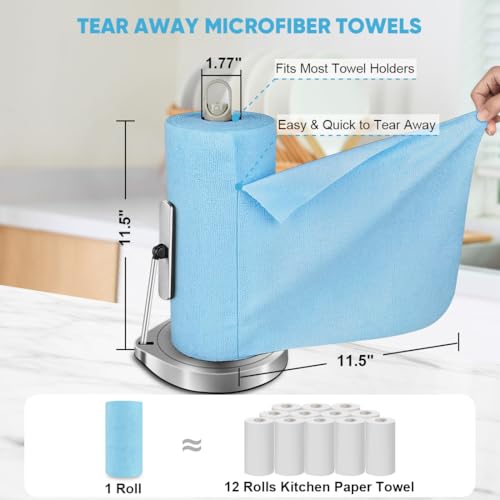 AIDEA Microfiber Cleaning Cloth Roll-75PK, Shop Rags Blue 11.5"×11.5" - color: Blue
