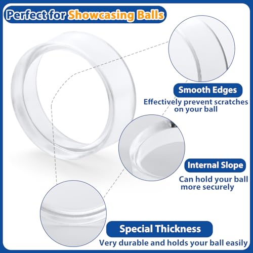 100 Pcs Baseball Holder Ring Stand 0.6/1.22 Inch Round Acrylic Stands, Small Display Stand Ring Clear Sphere Holder for Small Balls, Baseball, Golf Ball, Crystal Ball, Egg Stand, Marble, Softball - size: Stand: 0.6 1.22 in-100 pcs