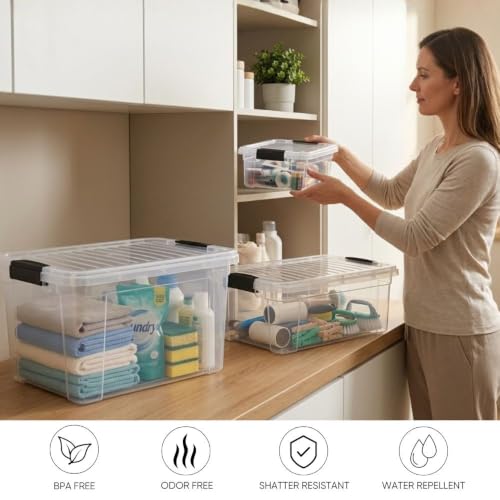 Superio 4.5 Quart Clear Plastic Storage Containers with Lids, Stackable Organizer Bins, BPA-Free Storage Boxes for Home, Office, Dorm & Classroom, 2 Pack - size: 4.5 Quart