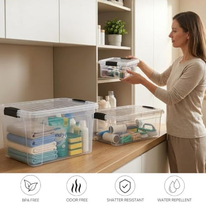 Superio 4.5 Quart Clear Plastic Storage Containers with Lids, Stackable Organizer Bins, BPA-Free Storage Boxes for Home, Office, Dorm & Classroom, 2 Pack - size: 4.5 Quart