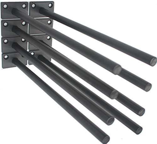 8 Pcs 11" Black Solid Steel Floating Shelf Bracket Blind Shelf Supports - Hidden Brackets for Floating Wood Shelves - Concealed Blind Shelf Support – Screws and Wall Plugs Included - size: 11 Inch, style: 8 Pack-Solid