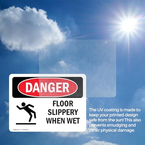 (2 Pack) Floor Slippery When Wet OSHA Danger Sign 18 Inch X 12 Inch Vinyl Label Decal Sticker Weather Resistant, UV Protected for Workplace, Business, and Construction Site, Made in the USA - size: 18 Inch X 12 Inch, style: Vinyl Decal