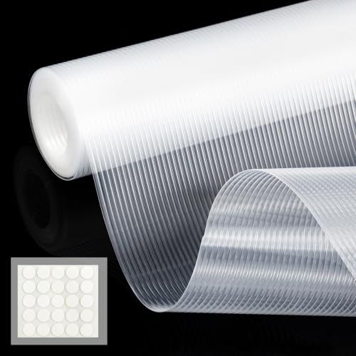 Shelf Liner Non Adhesive Clear EVA,20" x 360" Non Slip Reeded Wire Shelves - color: Clear, size: 20"W x 360"L