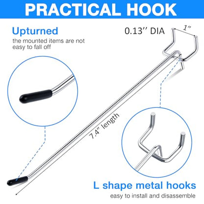 Moxweyeni 8 Inch 100 Pcs Pegboard Hooks Peg Board Stainless Steel Hangers - size: 8 Inch