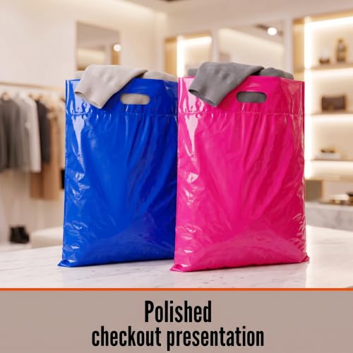 16x18 Large Plastic Shopping Bags for Small Business with Handles