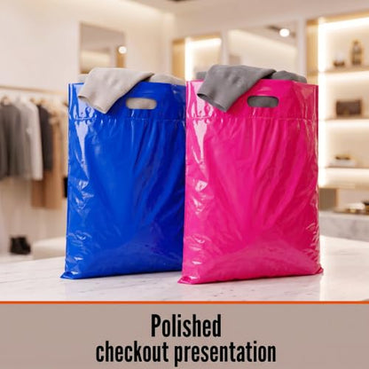 16x18 Large Plastic Shopping Bags for Small Business with Handles