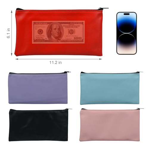1 Pack Money Bag with Zipper, 11 x 6.1 Inch Cash Pouch, Multi-Purpose Bank Bag for Cash, Checks, Documents & Cosmetics (Light blue) - color: Light blue