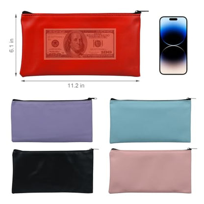 1 Pack Money Bag with Zipper, 11 x 6.1 Inch Cash Pouch, Multi-Purpose Bank Bag for Cash, Checks, Documents & Cosmetics (Light blue) - color: Light blue