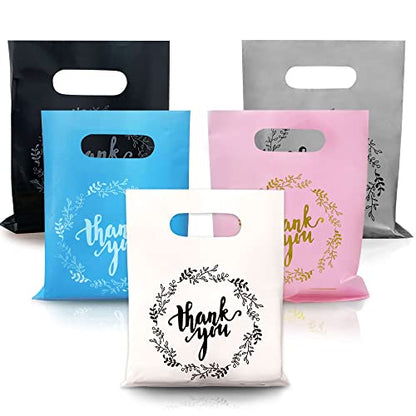 TOSPARTY 100PCS Thank You Merchandise Bags 5 Kinds of Color Party Gift Bags Candy Cookie Bag for Birthday Party Baby Shower Wedding Christmas Retirements - color: Colorful
