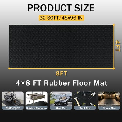 StellarStar 4x8 FT Garage Floor Mat, 2mm Thickened PVC Coin Pattern - color: Black(Coin), size: 4x8 FT
