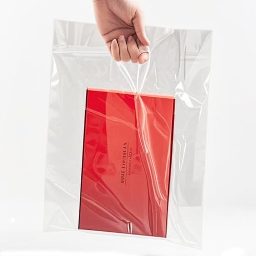 Dyfhoju clear gift bags with handles 15" x 18" Merchandise Bags 50 Pack for Retail, Gifts ，Shows，vendor events, gift-giving, book signings - color: Clear, 15x18 inch, 50 pcs