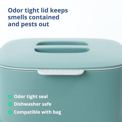Blue Ginkgo Kitchen Compost Bin, 2.6L Countertop Compost Bin, Green - color: Green, size: 0.69 gal / 2.6 L (Single Handle)