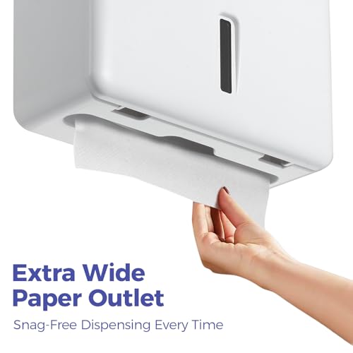 Stardrix Multifold Paper Towel Dispenser Wall Mount (White) – Large Capacity C-Fold, Trifold, and Folded Commercial Hand Towels Holder for Bathroom & Restroom – Adhesive or Screw Mounted - color: White