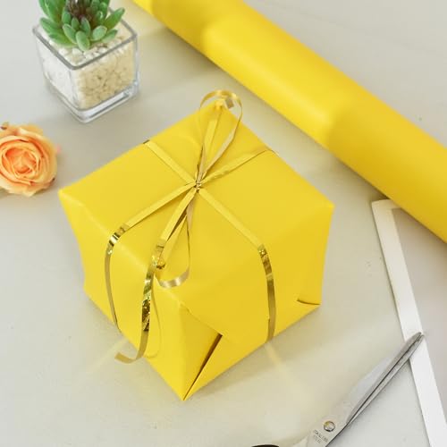 BEISHIDA Yellow Pearly-Lustre Gift Wrapping Paper Roll for Gift Packing - color: shimmer-yellow