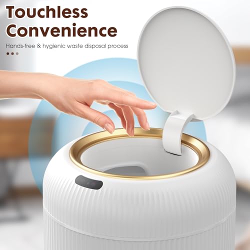 Procade Motion Sensor Trash Can with Lid,Small Automatic Trashcan Bathroom - color: White