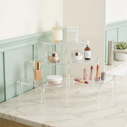 Gonice Acrylic Display Riser, 3 Tier Clear Perfume Organizer - size: 3 tier