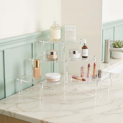 Gonice Acrylic Display Riser, 3 Tier Clear Perfume Organizer - size: 3 tier