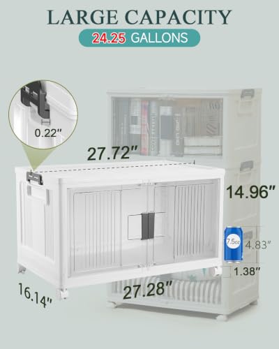 OlarHike 97QT Storage Bins with Lids for Closet, Office, Shelves, 4 Pack - size: 97QT-White