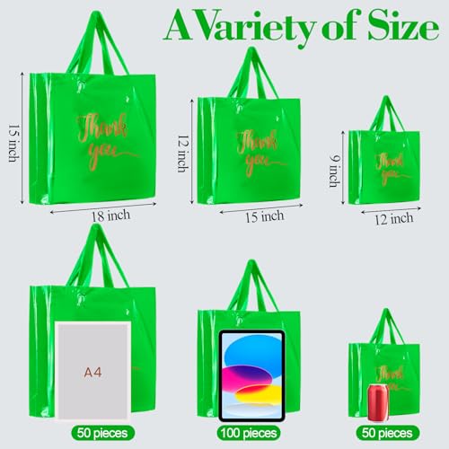 Teling 200 Pcs Thank You Shopping Bags with Handle,Green - color: Green