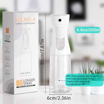 hair spray bottle, ultra-fine spray continuous spray bottle (200ml/6.8oz), used for hair design, vegetation, cleaning and skin care - empty, reusable (White) - color: White