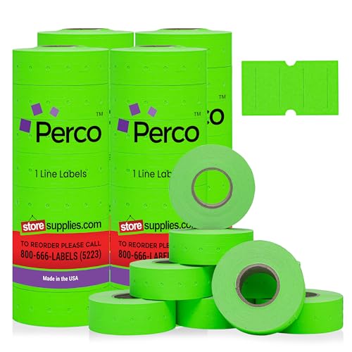 Perco 1-Line Green Blank Price & Date Gun Labels – 32 Rolls, 32,000 Count - color: Fluorescent Green, size: 4 Sleeves