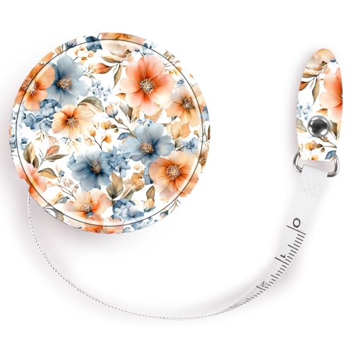 Retractable Mini Leather Tape Measure, Auto Retract Peach Blossoms - color: Peach Blossoms